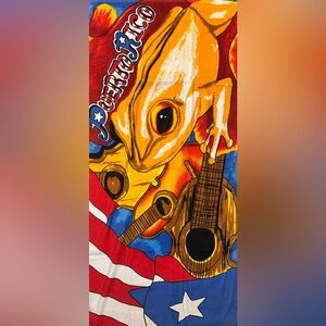 Puerto Rico  beach towel Vibrant Frog and Guitar Art Print New in bag!!